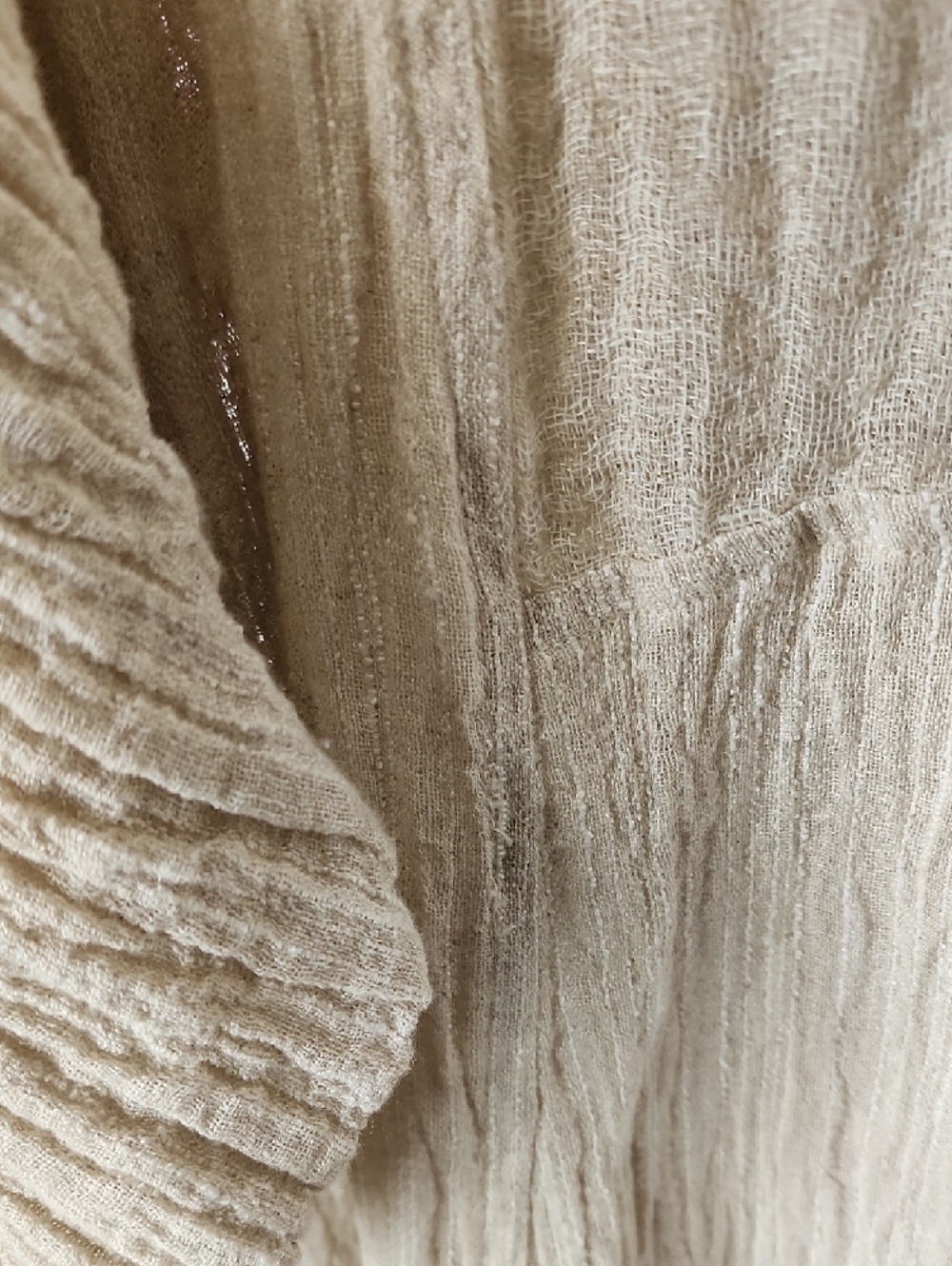 Boho Crinkled Ivory Maxi Dress - Picture 3 of 7